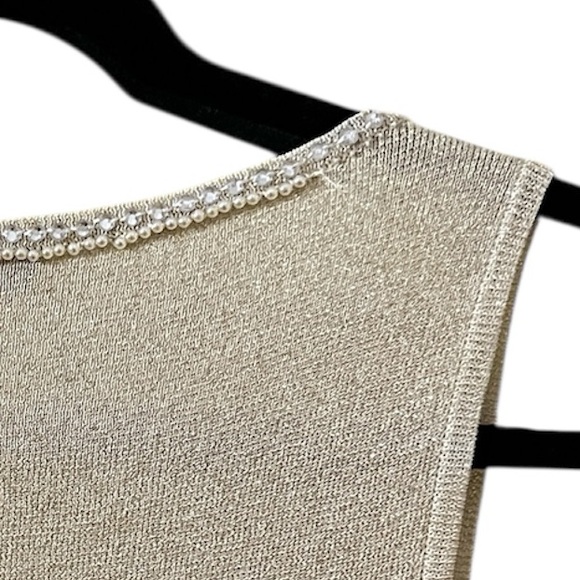 Metallic Sweater Set with Beading Carmen Marc Valvo Collection Size L - Picture 8 of 10
